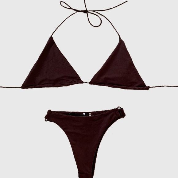 PrettyLittleThing Other - BNWT Dark Brown High Waisted String Bikini Set